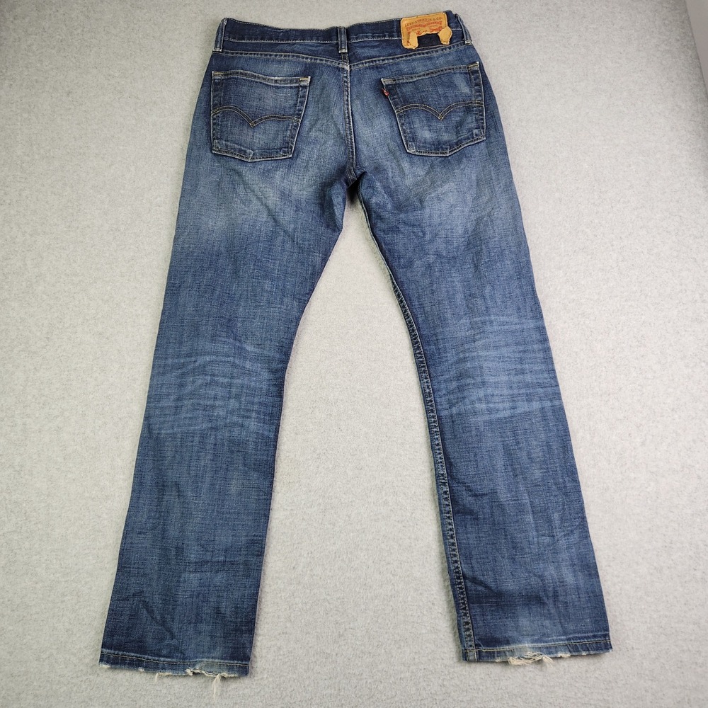 Levi's 513 Jeans Mens 33x30 Blue Denim Stretch Distressed Slim Straight Zip Fly